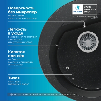Мойка кухонная POLYGRAN ATOL 520 (космос №316)